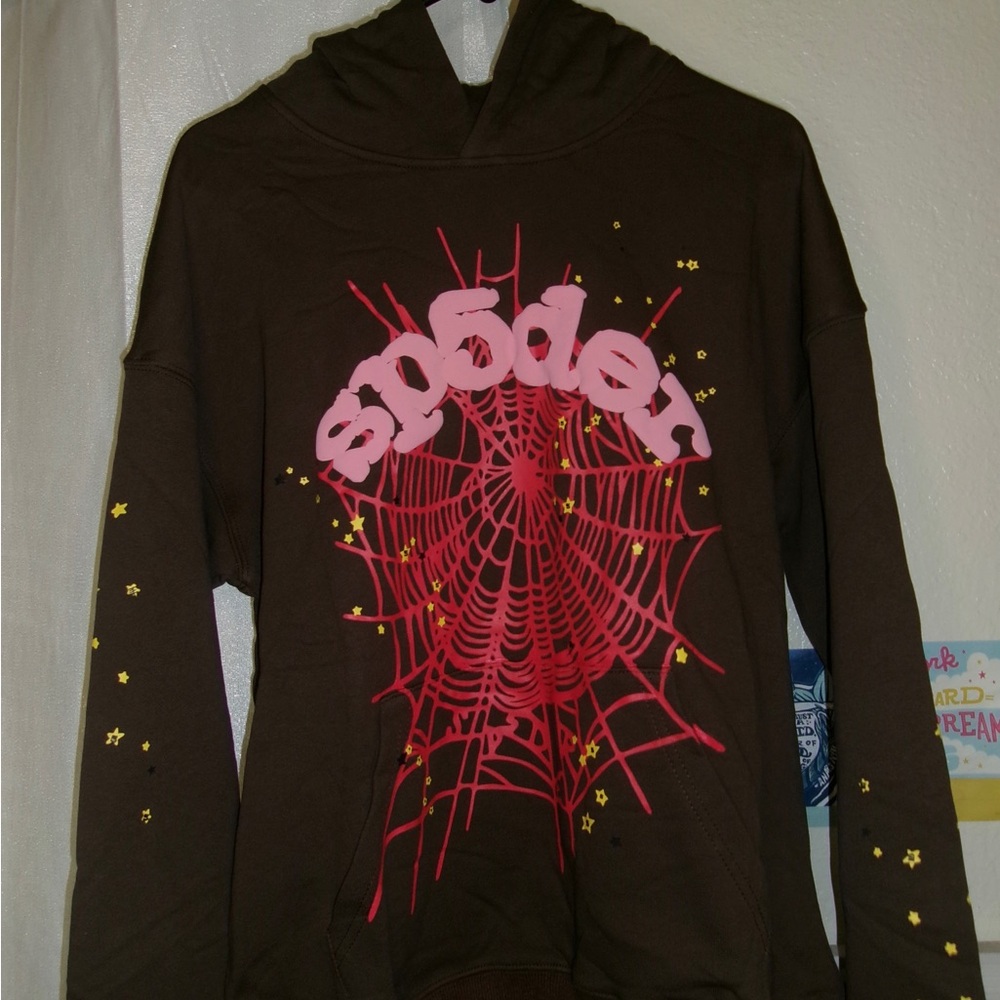 Sp5der Hoodie, Medium, Brown & Red